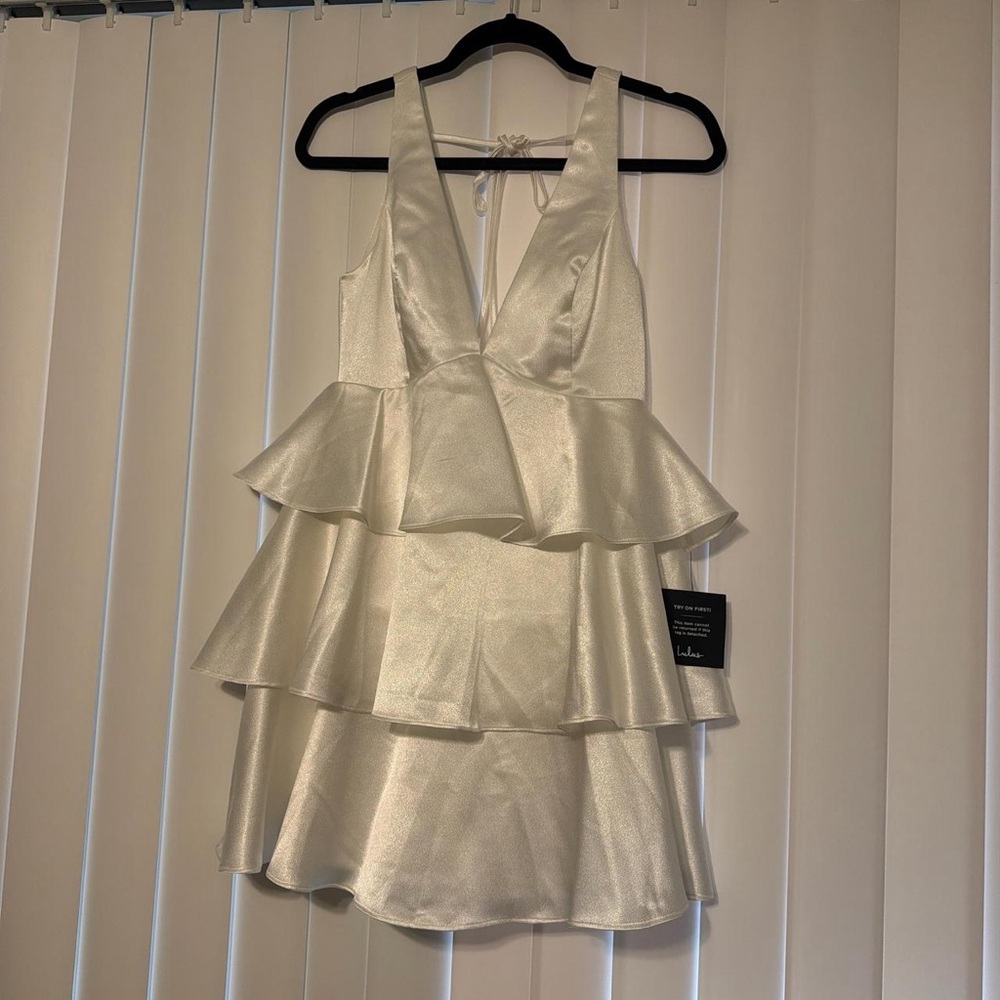 Lulu's Ivory Tiered Ruffle Dress - Picture 3 of 6